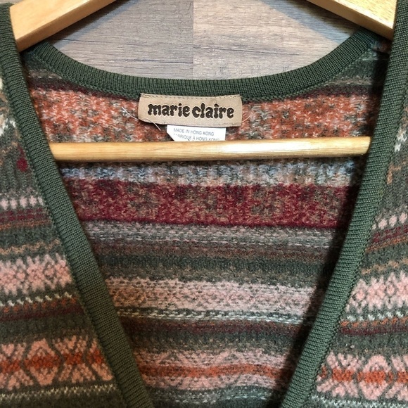 Vintage Floral Cottagecore Coastal Button Up Wool Knit Sweater Vest Medium - Picture 4 of 11